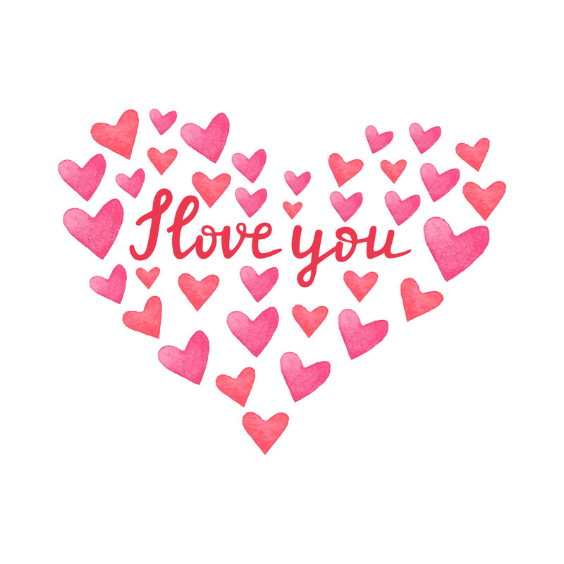 Pink Hearts - Wrapped Canvas Print, 76cm H x 76cm W x 3.8cm D