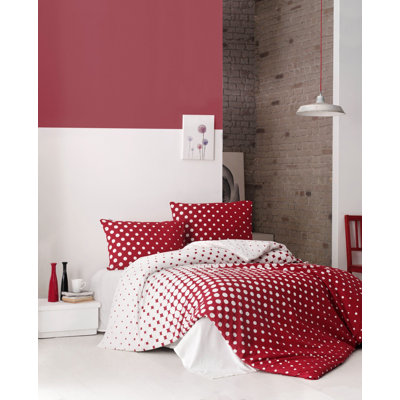 100% Cotton Ranforce Single XL Quilt Cover Set, Red & White | Duvet Cover 60.6 x 78.7 inches & Pillowcase 31.5 x 31.5 inches | Machine Washable at 86°F, 140 Thread Count, Button Closure | Soft, Durable, Stylish Bedding