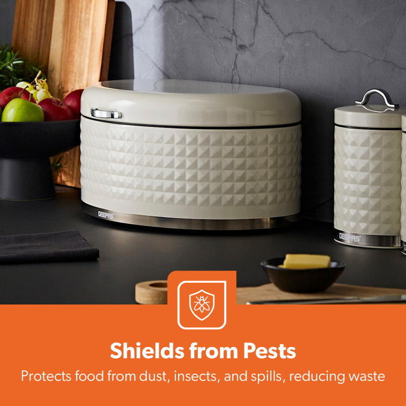 GEEPAS Argyle Bread Bin 9L | Carbon Steel Container with Flip-Open Lid & Easy-to-Lift Lid Handle | Easy Clean Design Preserves Loaves Fresh Longer | Shields from Dust Mites | Storage Box