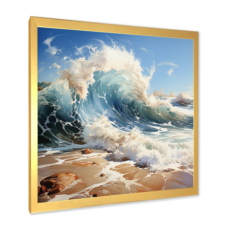Photo de plage Coastal Symphony V, H 24 po x l 24 po x P 1 po, Cadre doré simple