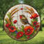 Vitrail oiseaux coquelicots blé vitrail panneaux Suncatcher pour décor de fenêtre-129205928