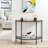 Glass Half Moon Console Table 2 Tier Narrow Entryway Table With Gold Metal Frames, Modern Couch Table Small Entry Way Tables, Easy Assembly, Clear Glass Gold Frames-568817569
