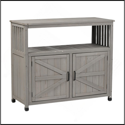 Ensemble de table de bar en bois avec rangement, buffet pour armoire d'extérieur et d'intérieur