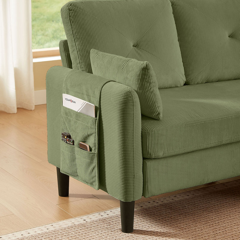 Elmaleh Upholstered Sectional Reversible, Green Polyester Blend
