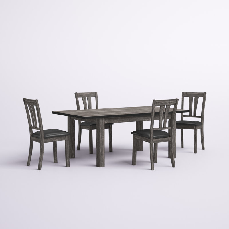 Katarina 4-Person Extendable Dining Set with Upholstered Slat Back Chairs