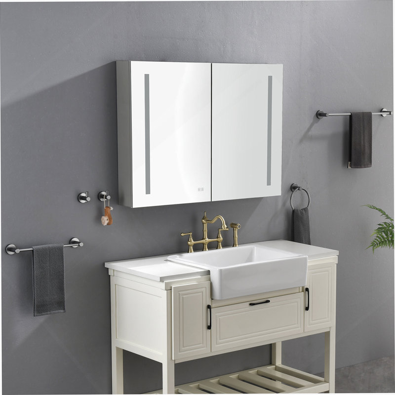 40 po L 30 po x H 30 po Grande armoire à pharmacie rectangulaire en aluminium à fixation en surface avec miroir