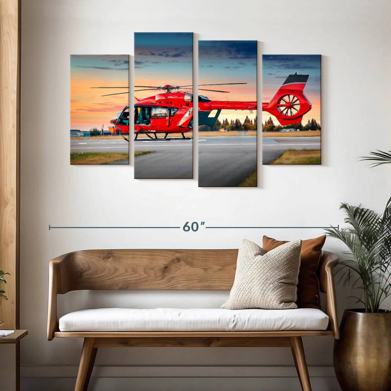 Mehar Red Helicopter, 32" H x 52" W