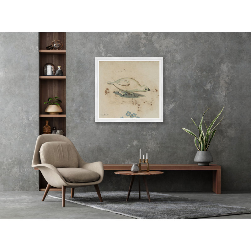 White Bird Print, White Framed
