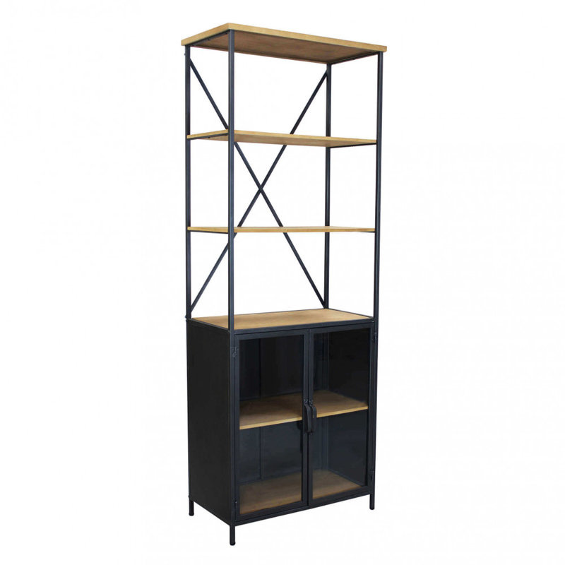 Shellplant 183 cm H x 68 cm W Solid Wood and Steel Etagere Bookcase