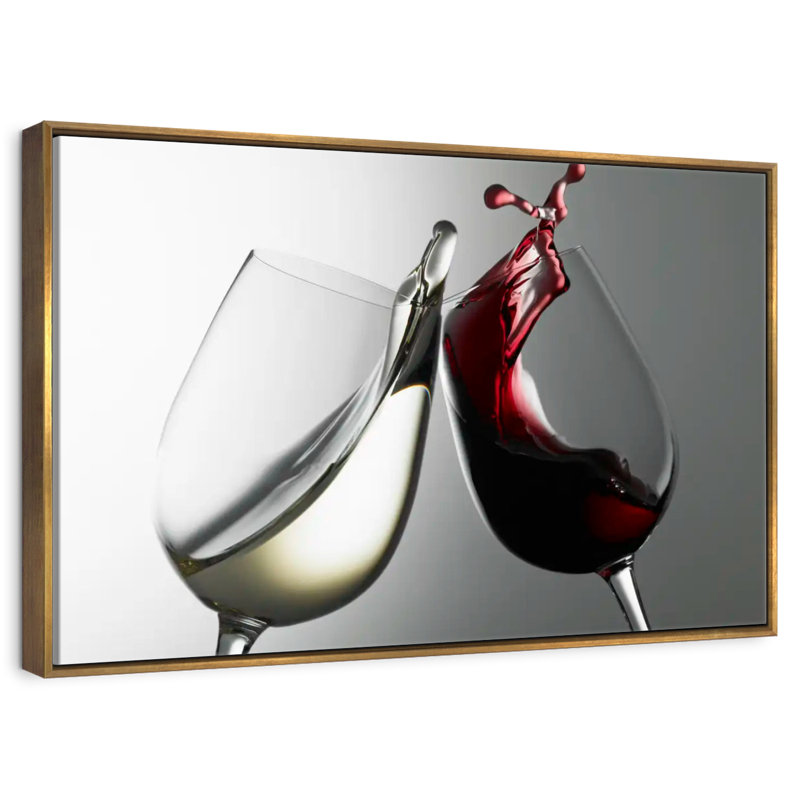 Blanc et vin rouge, Cadre flottant doré, 43 po x 29 po