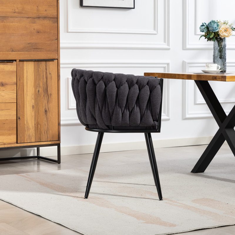 Polyester Upholstered Metal Upholstered Back Accent, Dark Grey