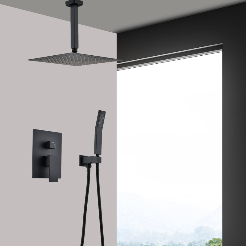 Matte Black Ceiling Mounted Shower - Handheld & 16" Head Corrosion Resistance And High Showering Structure For Consistent Use,