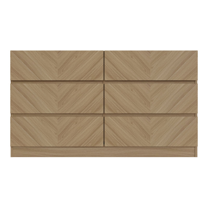 120 cm W Chest of 6 Drawers, Oak