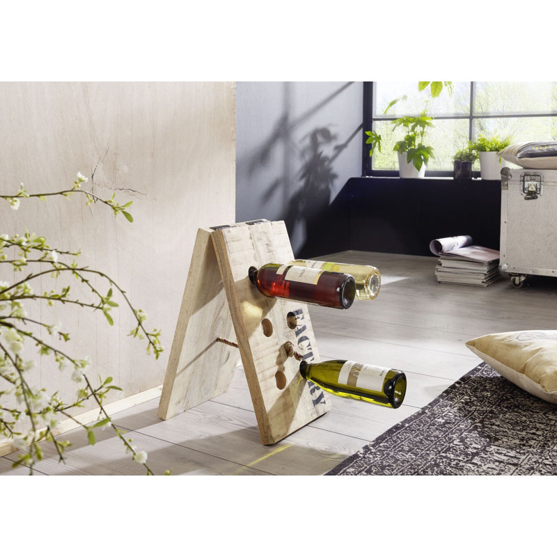 Factory Solid Wood Floor Wine Bottle Rack in Ecru