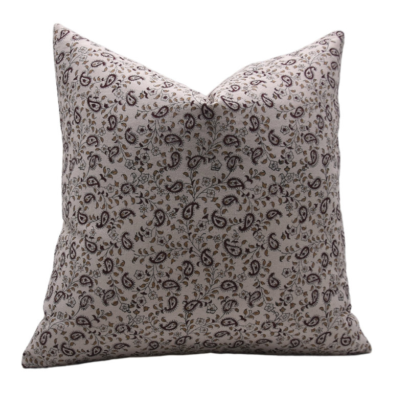 Housse de coussin en coton imprimé à la main Fabividine Kerijaal, coussin à motif floral artisanal pour canapé-lit - 16 X 16