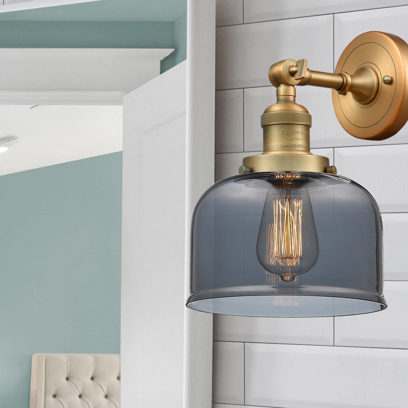 Bell - 1 Light 8" Sconce, 6 Watt Vinage LED Bulb, Plated Smoked, Brushed Brass