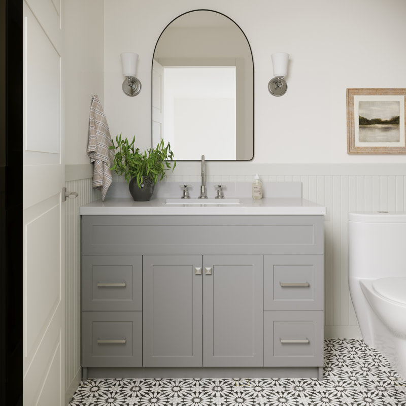 Base de meuble-lavabo simple 48 po Paulla seulement, Gris