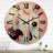 Happy Flowers of Rhythmin Pink and Blue II - Modern Geometric Oversized Wood Wall Clock-659212268