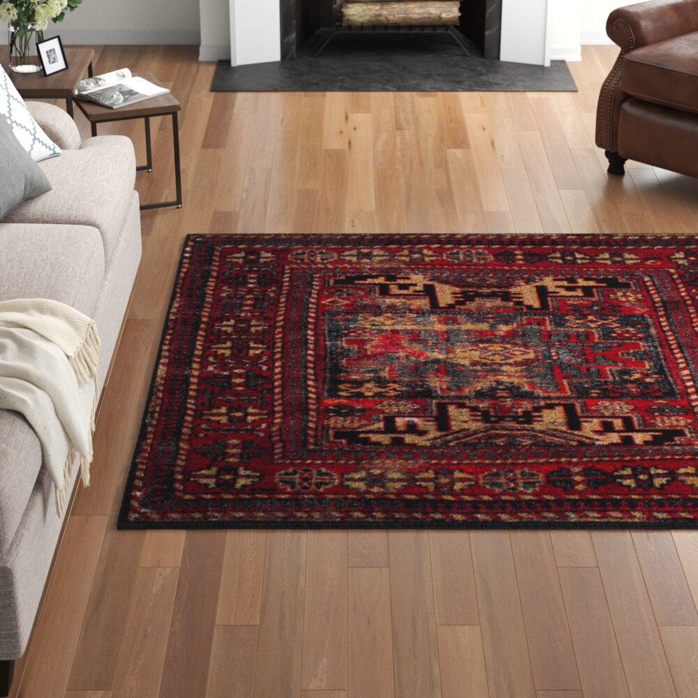 Payless Rugs Clearance Belvedere Scroll Red Area Rug - 7 ft