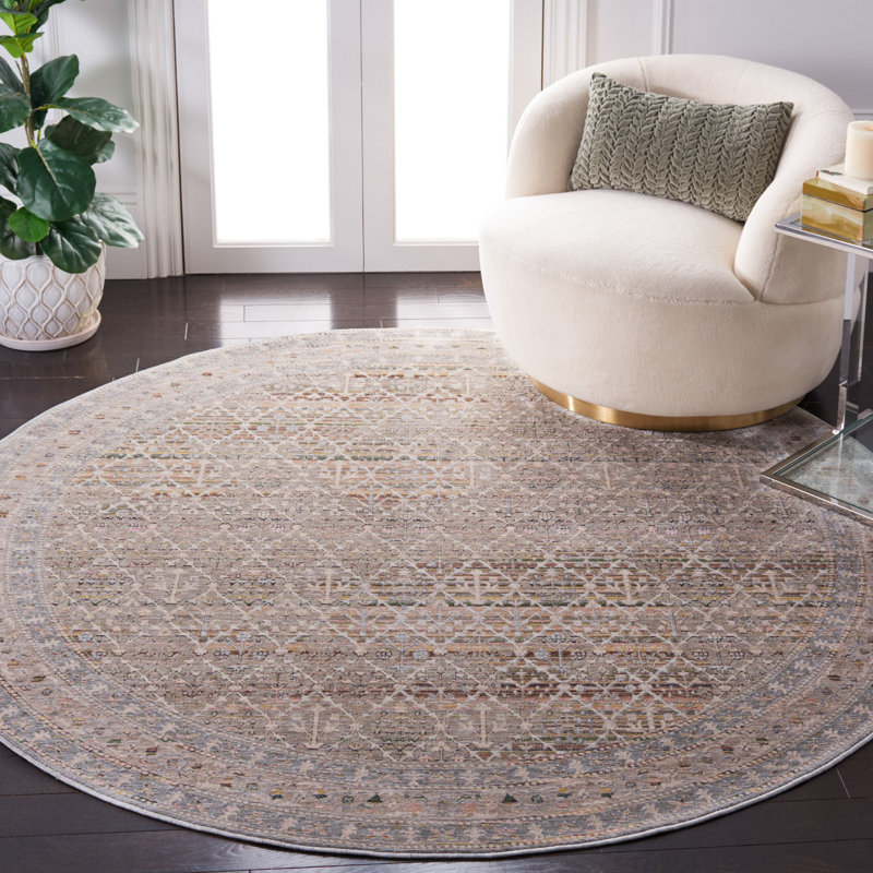 Tapis ivoire / bleu Princeton 915, Rond 6 pi 7 po