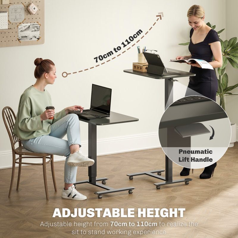 Bureau debout, hauteur réglable, bureau pneumatique, noir, Noir