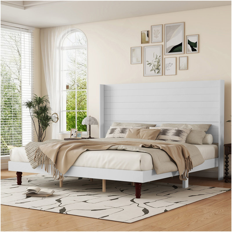 Lit de tête de lit haut de style, tête de lit haute de 54 po, haute qualité, dossier haut confortable, idéal pour la lecture ou la détente, très grand lit, blanc
