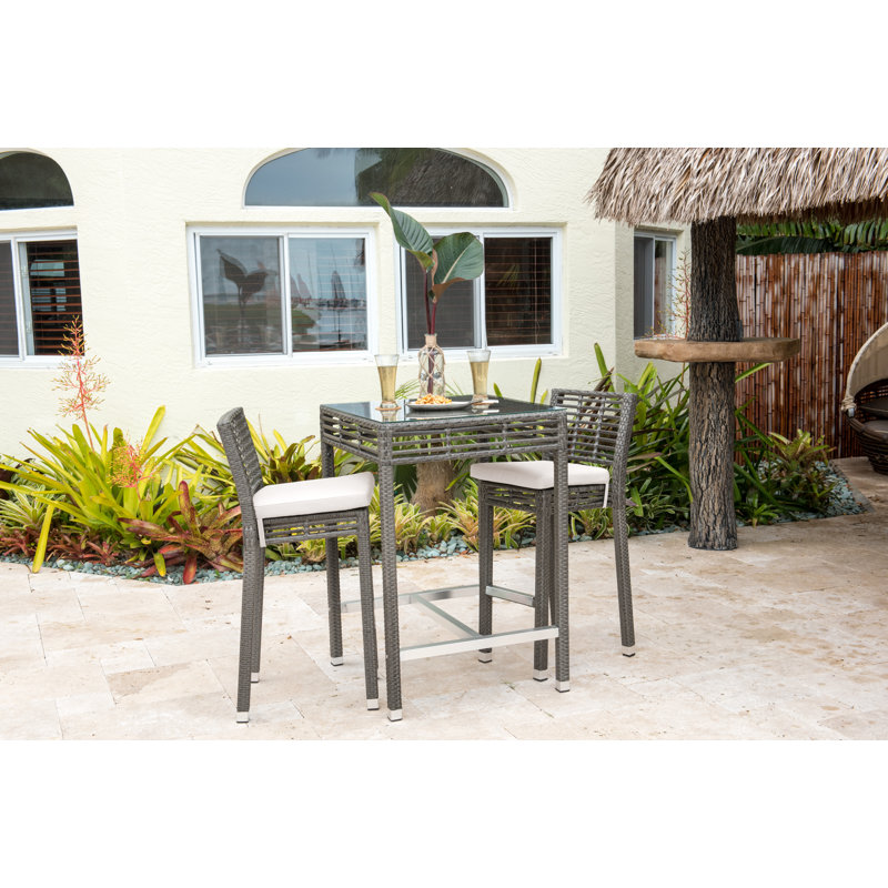 Ensemble repas avec coussins 3 pièces Graphite, Toile Sunbrella® beige antique, P 36 po x l 34,5 po x H 43 po