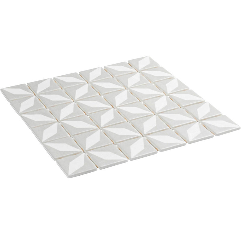 Moline 2 po x 2 po Carrelage mosaïque mural en verre à motif floral mat / brillant, Émeu