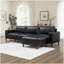 Canapé modulaire de luxe moderne avec revêtement en polyuréthane respirant de qualité supérieure et canapé en cuir de L avec méridienne convertible, noir-491869404