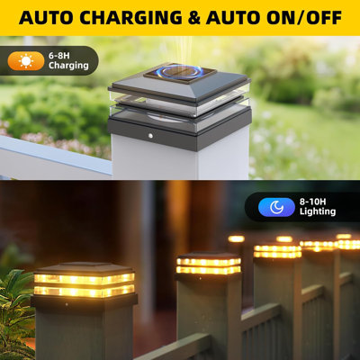 4x4 Solar Post Cap Lights Outdoor Waterproof 12 Pack Fence Deck