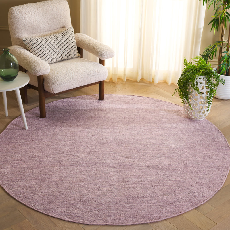 Tapis rose en coton recyclé touffeté à la main Truckee, Rond 6 pi