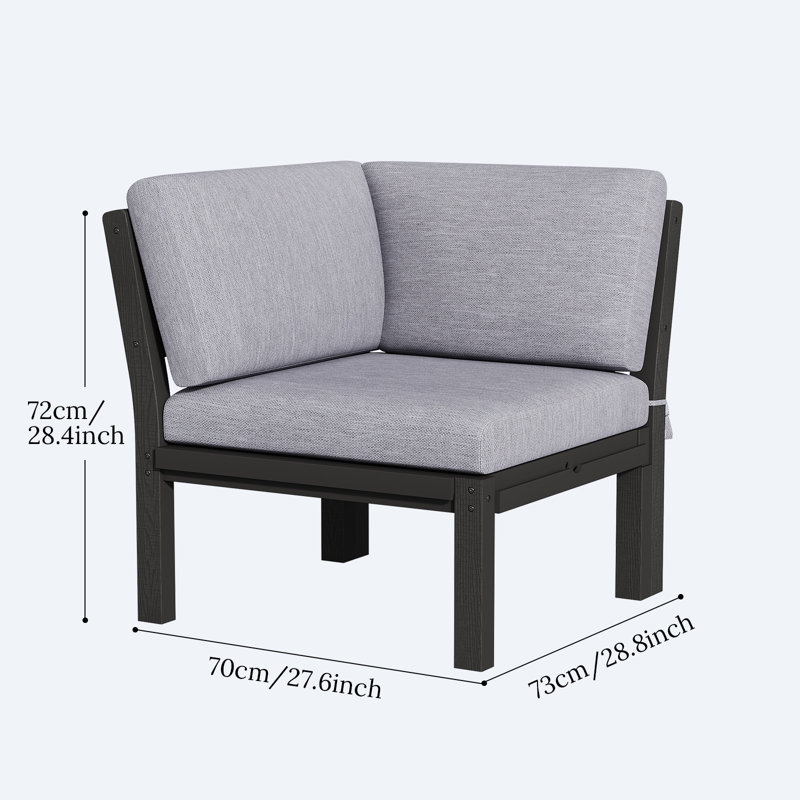  Fauteuil modulaire d'extérieur Modern Hips, noir, Gris, Noir