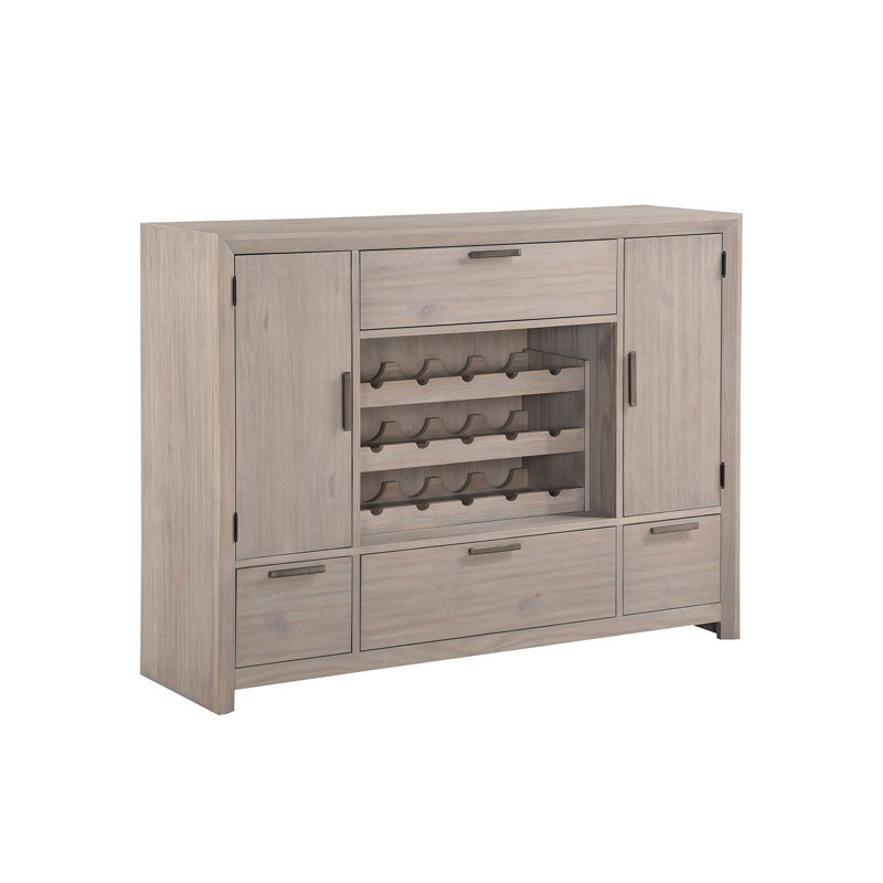 Solid Wood 60" Spirit Cabinet with Wine Rack