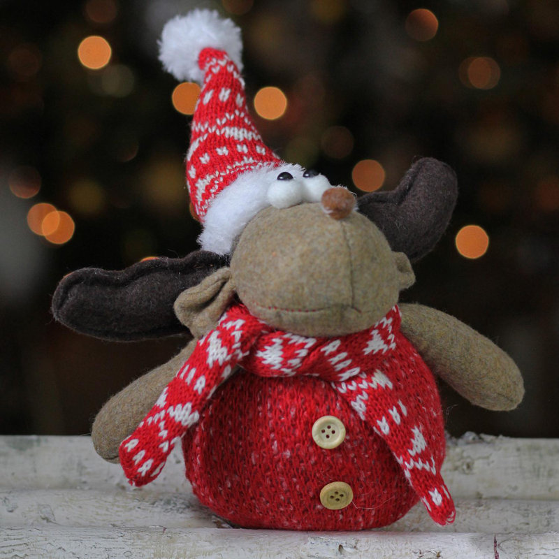 Décoration de Noël rouge et brun de 8 po Jaspe the Reindeer
