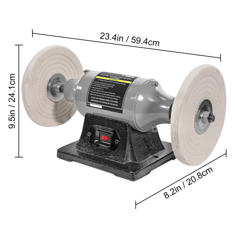 Banc polisseur tampon, machine à polir 8 pouces, moteur de 370 W avec 3450 tr / min