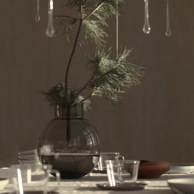 Vase boule en verre - gris fumée