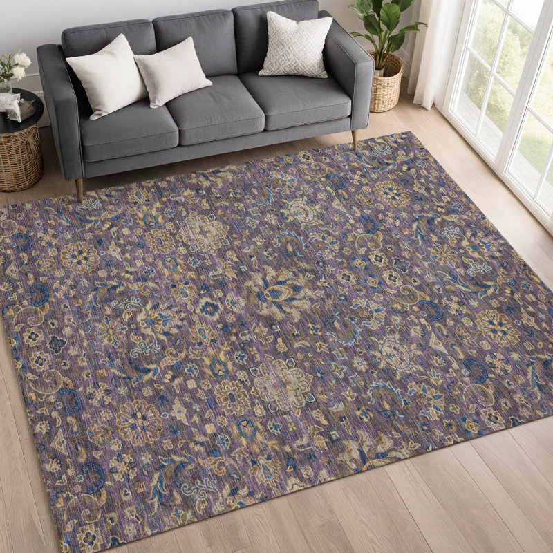 Tapis lavable à la machine intérieur / extérieur ACN2485, Mauve, 3 pi x 5 pi