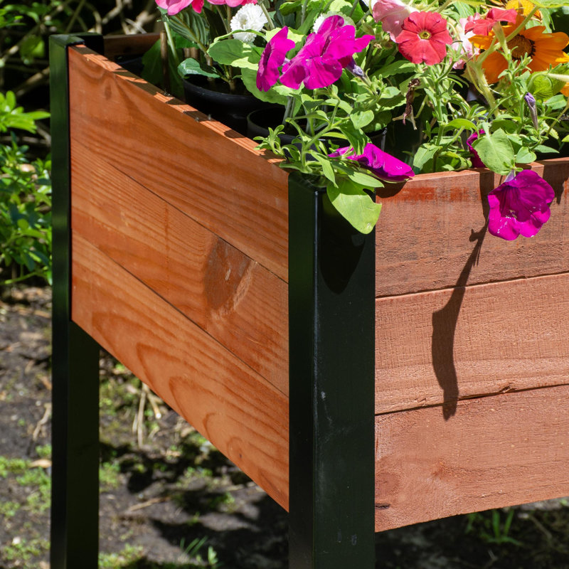  Boîte à fleurs en bois pour l'extérieur, H 31 po x l 24 po x P 37 po, Natural Brown