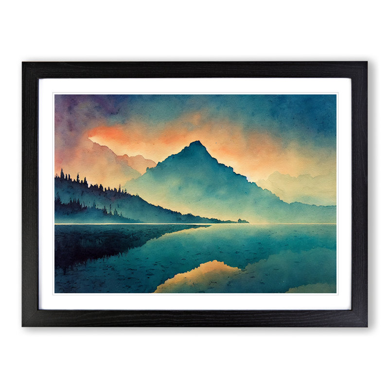 Magical Mountain Lake - Framed Print, Black, 25cm H x 34cm W x 2cm D