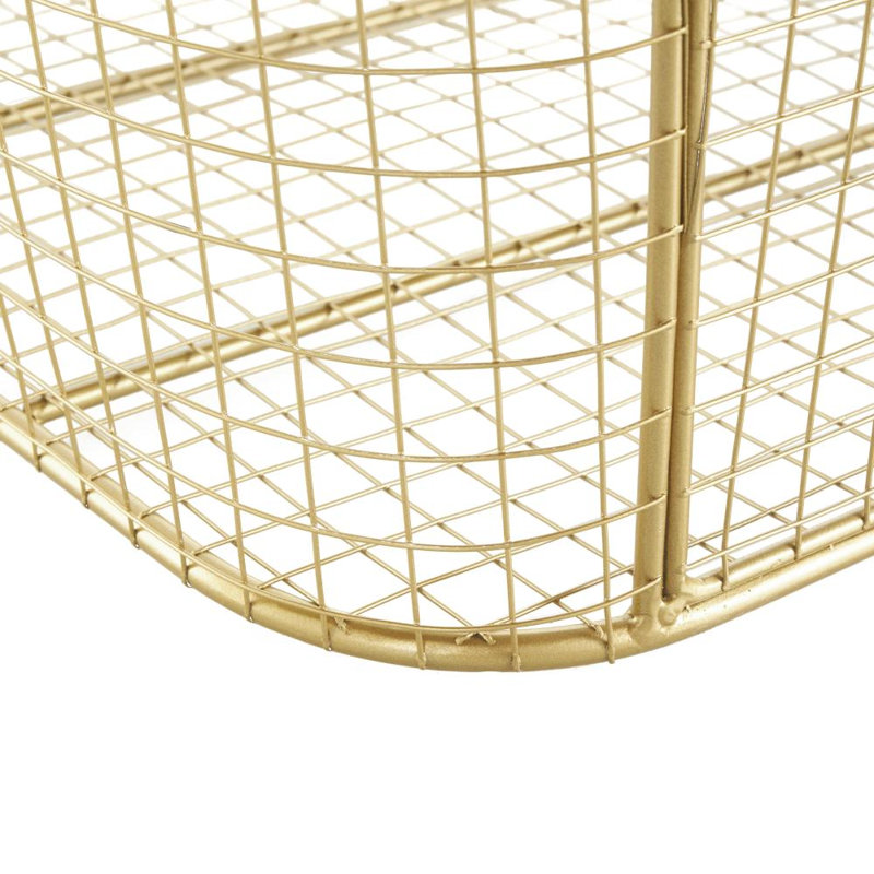 Metal Storage Basket with Ring Handles, Gold