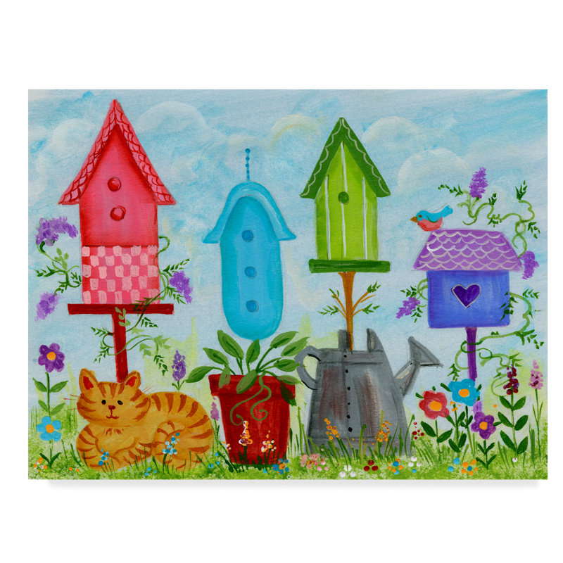 «Birdhouse in Garden», art sur toile, H 14 po x l 19 po x P 2 po