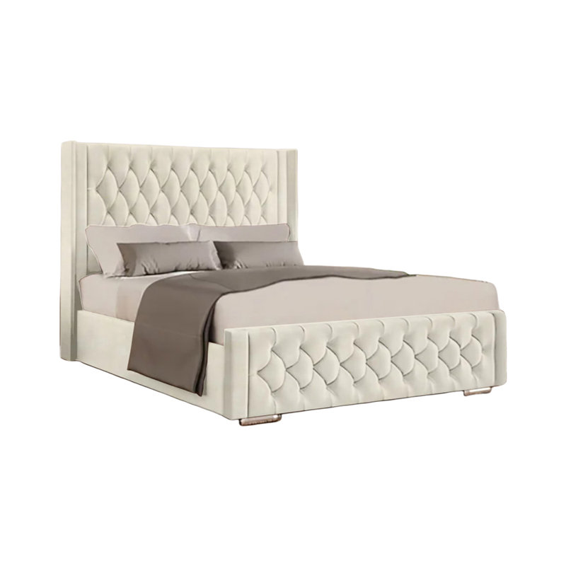 Athlene Upholstered Bed Frame, Double (4'6), Cream