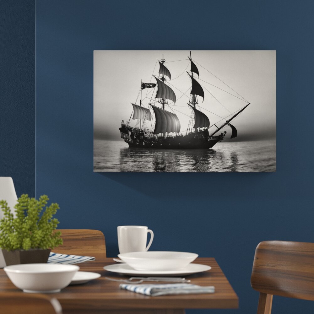 Leinwandbild Altes Segelschiff in Monochrom