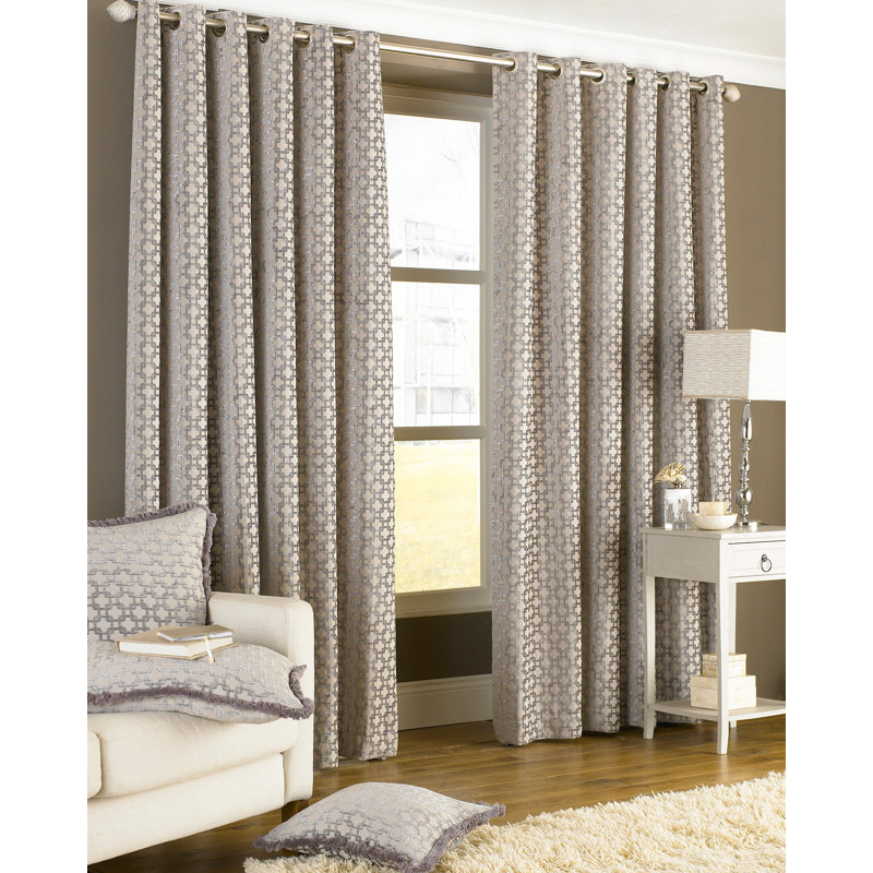 Streeter Semi Sheer Curtain Pair, Beige, 168 W x 183 D cm