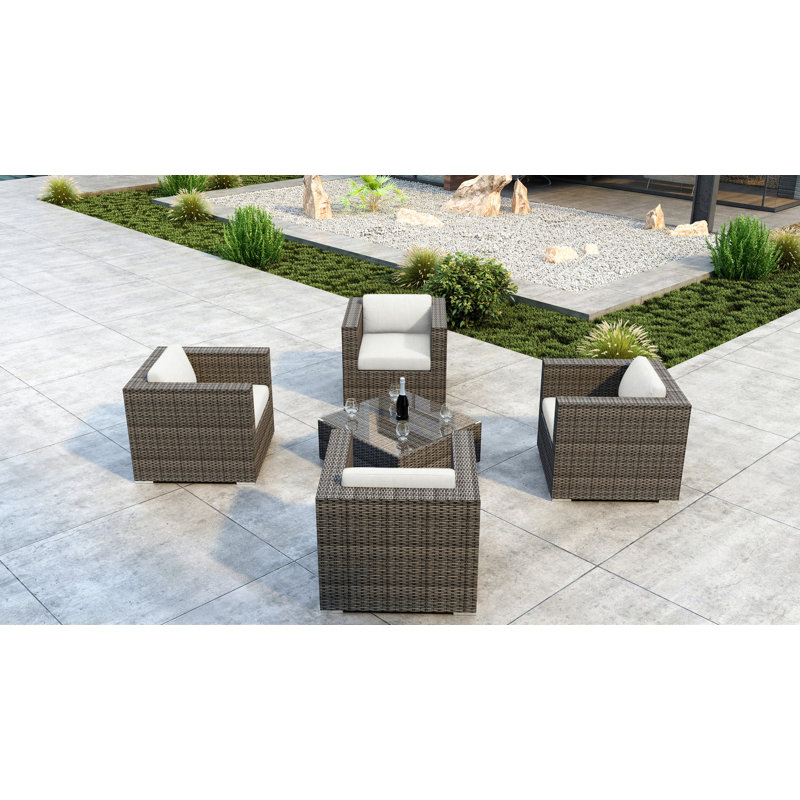 Ensemble de canapé 5 pièces avec coussin Sunbrella Ballu, Argent coulé Sunbrella®