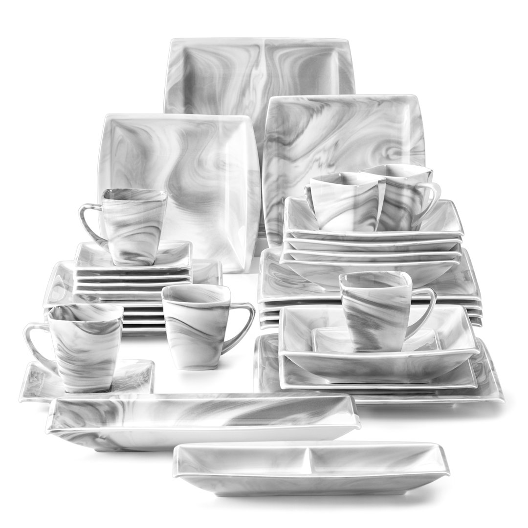 Piece Porcelain China Dinnerware Set - Service for 6