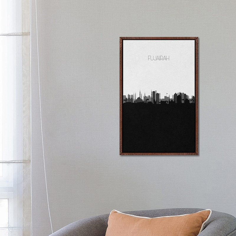 Fujairah, Uae City Skyline by Ayse Deniz Akerman - Print on Canvas, Brown Framed Canvas, 101.6 cm H x 66.04 cm W