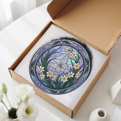 Vitrail de vitrail Butterfly Daffodil - 7,8H