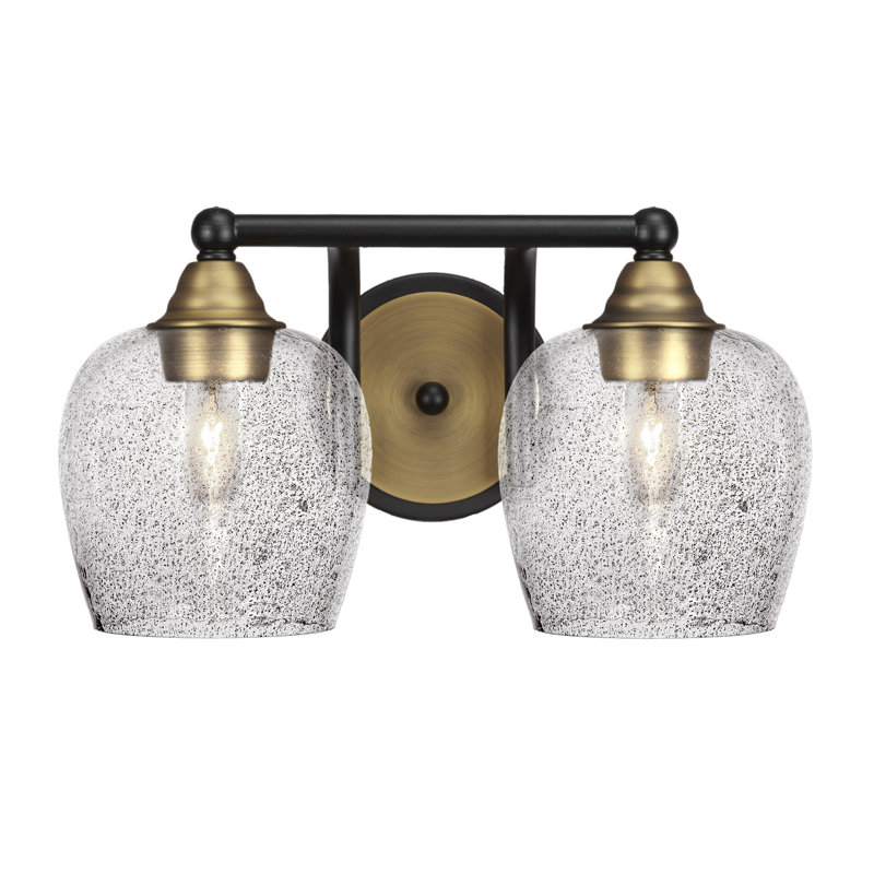Michell 2-Light Bath Bar, Matte Black/Brass, Smoke Bubble