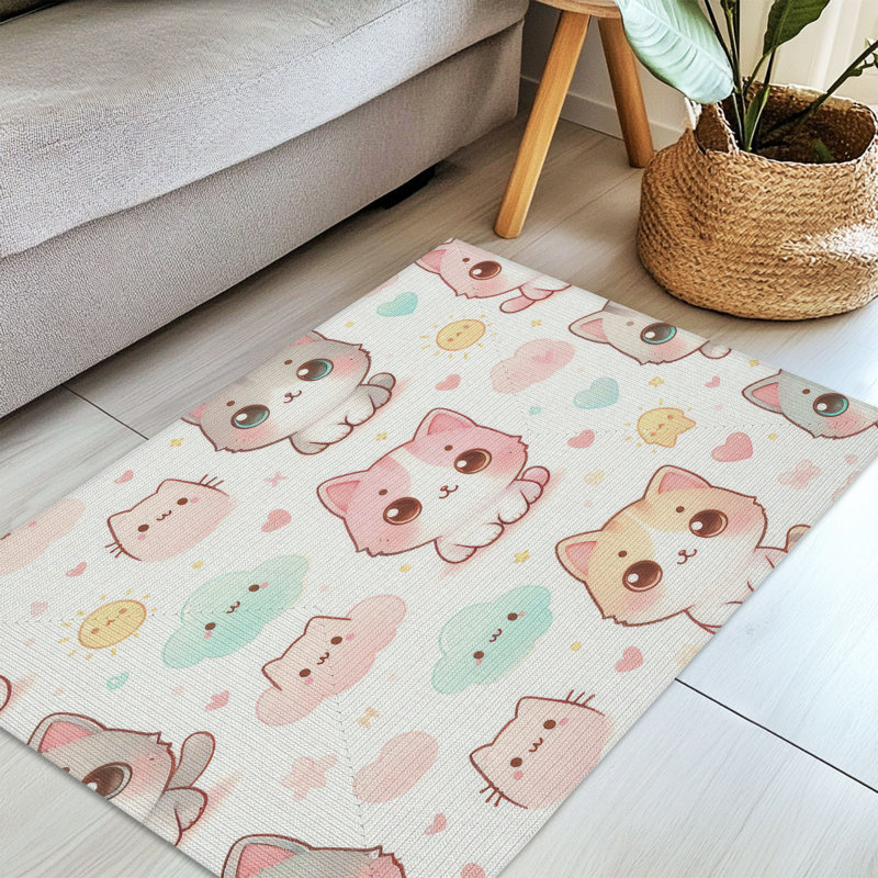 Tapis tressé Playful Kitties, Rectangulaire 3 pi x 5 pi